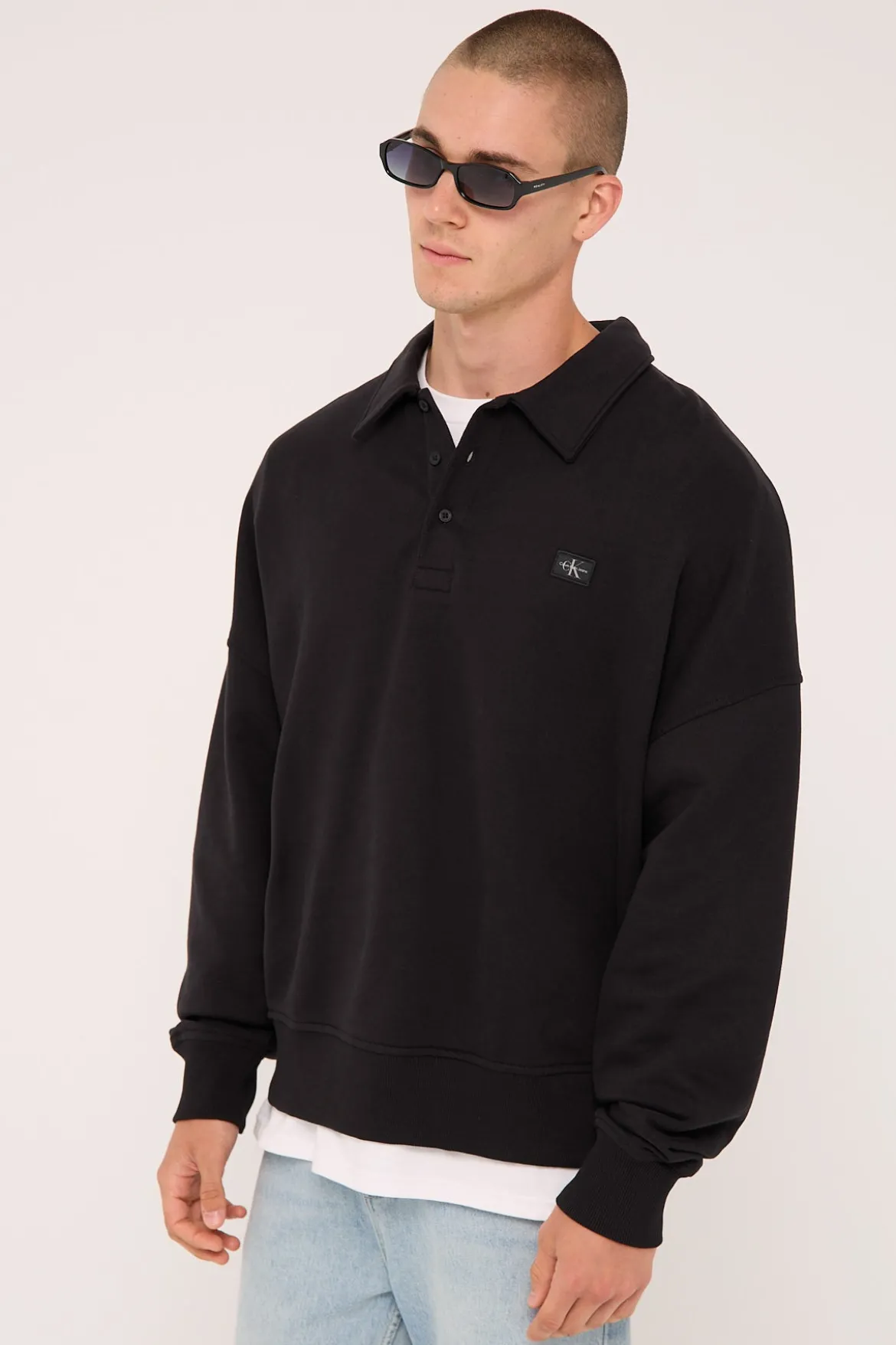 Calvin Klein Woven Label Relaxed Rugby CK Black