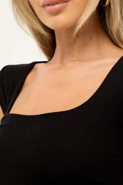 Cap Sleeve Scoop T-Shirt Black