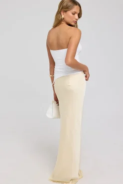 Capri Mid Rise Maxi Skirt Lemon
