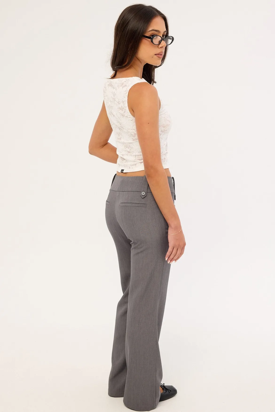 Carly Low Rise Boot Cut Pant Grey