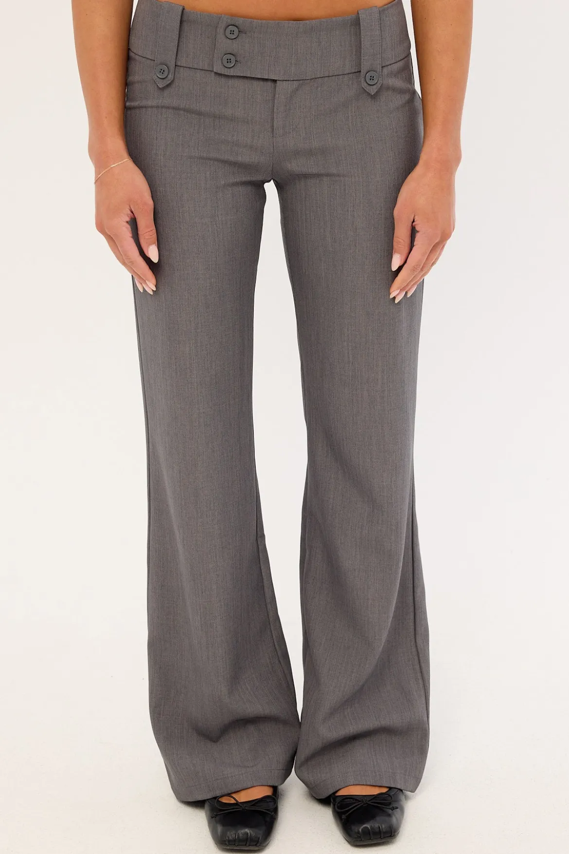 Carly Low Rise Boot Cut Pant Grey