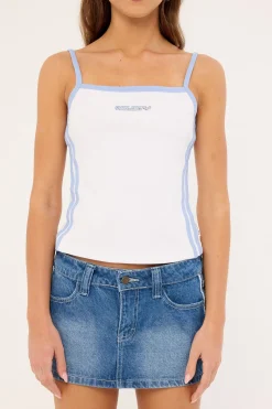 Carmelo Contrast Cami Top Retro Blue & White