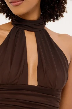 Carmin Halter Mini Dress Brown