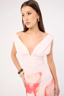 Cassia Flower Maxi Dress Pink Print