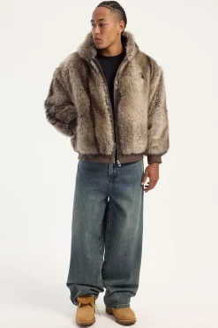 Cast Hooded Zip Through Faux Fur Jacket Light Brown