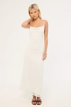 Celeste Lace Midi Dress White