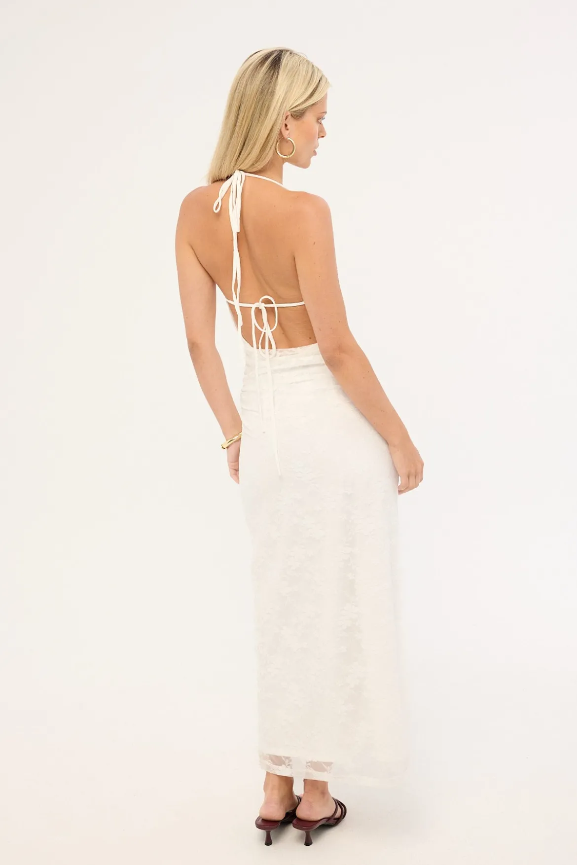 Celeste Lace Midi Dress White