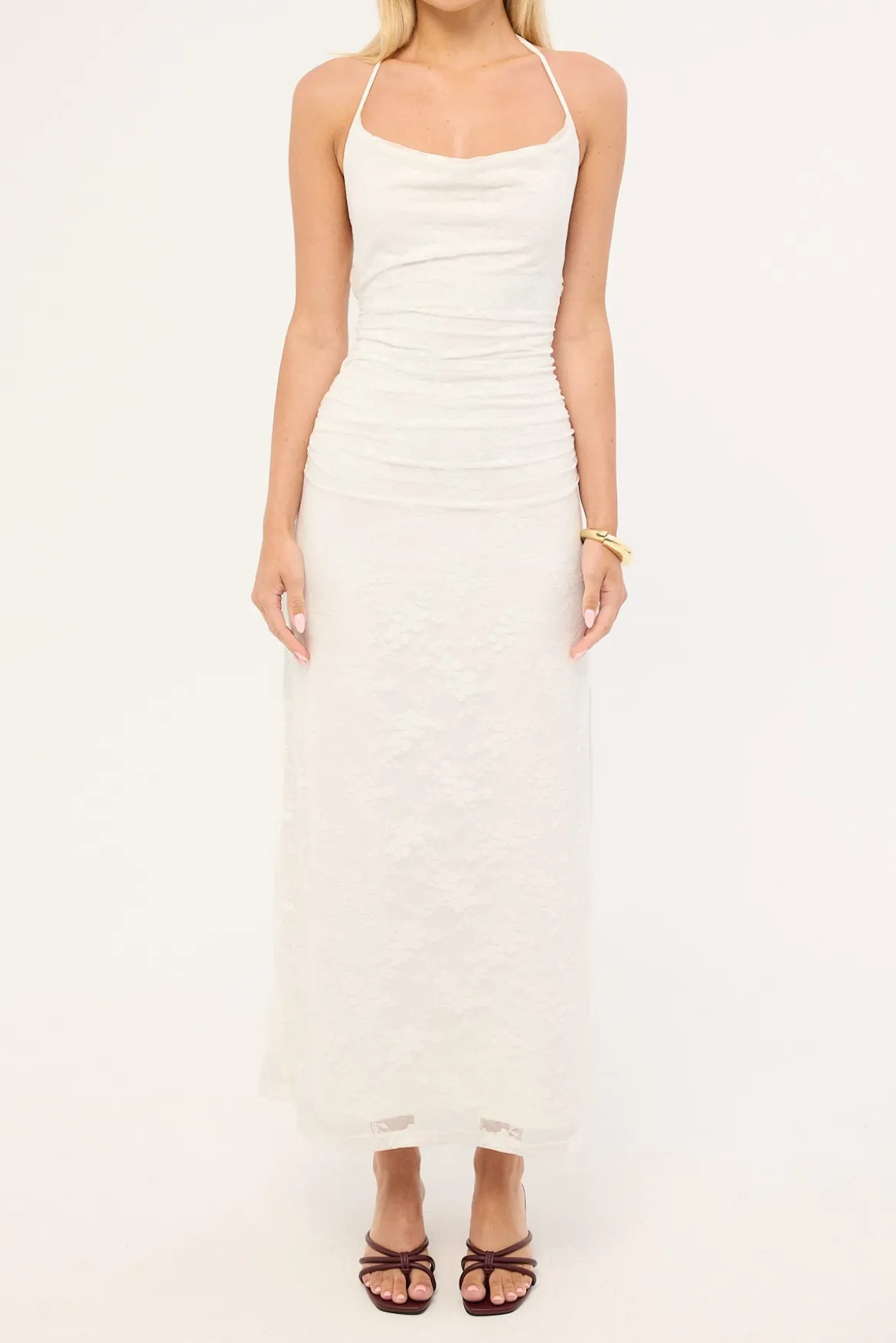 Celeste Lace Midi Dress White