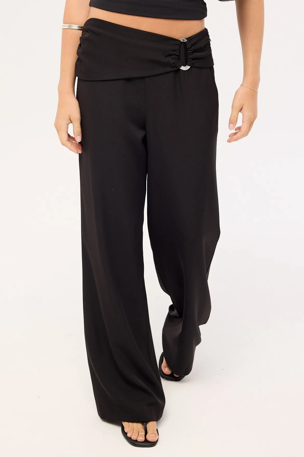 Celestia Buckle Mid Rise Pant Black