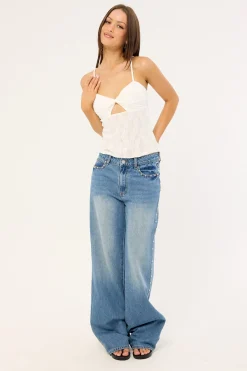 Celina Sequin Lace Cami Top White