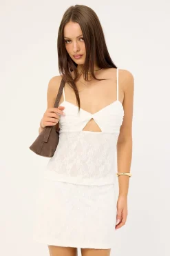 Celina Sequin Lace Mini Skirt White