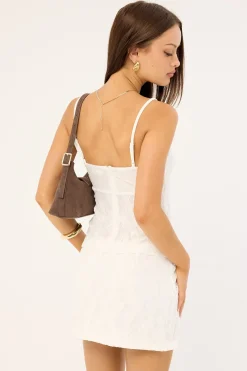 Celina Sequin Lace Mini Skirt White