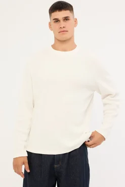 Channing Waffle Long Sleeve Tee Off White