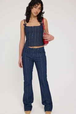 Charismatic Denim Corset Dark Pinstripe