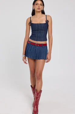 Charismatic Rider Mini Skort Dark Denim