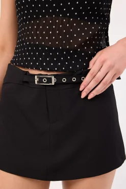 Charli Low Rise Buckle Skirt Black
