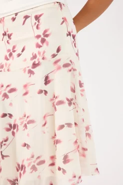Charlotte Asym Midi Skirt Burgundy Print