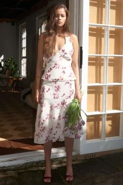 Charlotte Halter Top Burgundy Print