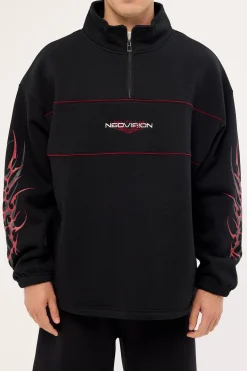 Chasm Elastic Quarter Zip Crew Black