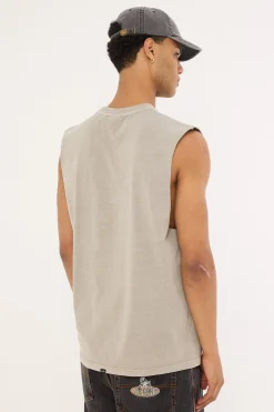 Cheap Thrills Embro Merch Fit Muscle Tee Washed Grey