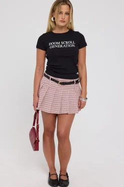 Check Me Out Pleated Mini Skort Brown