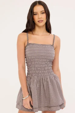 Cheek Shirred Mini Dress Blackberry
