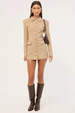 Cheri Mini Dress Tan Plaid