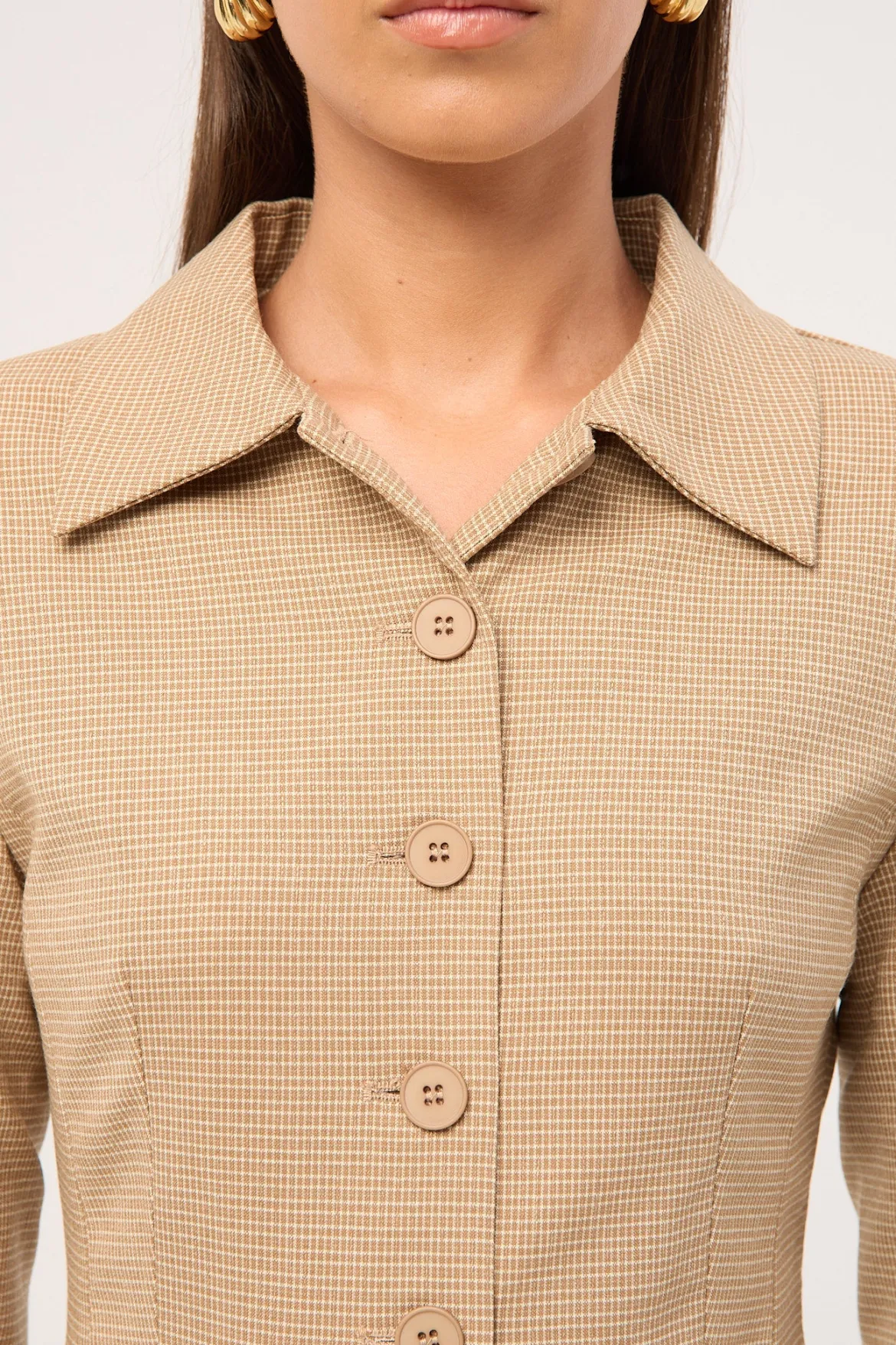 Cheri Mini Dress Tan Plaid