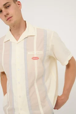 Cherio Panel Bowling Shirt Bone