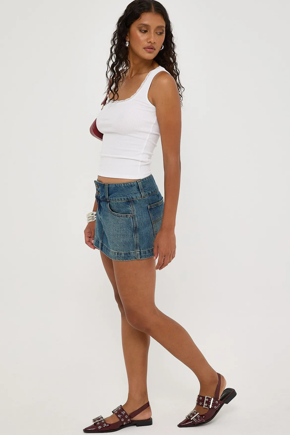 Cherio 00s Micro Skirt Dirty Mid Blue