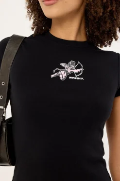 Cherub Cap Sleeve Tee Black