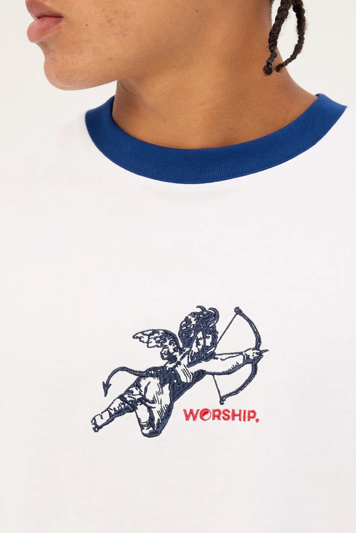 Cherub Oversize Ringer Tee White