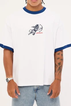 Cherub Oversize Ringer Tee White