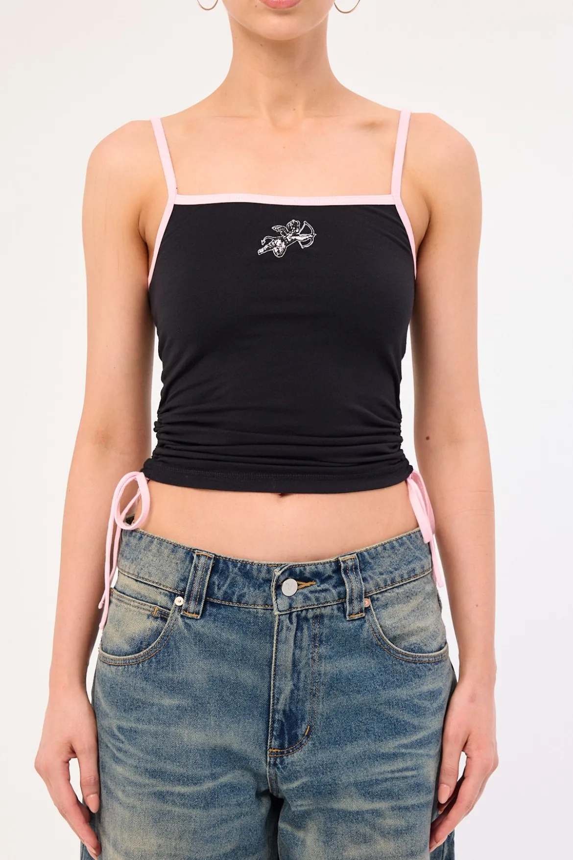 Cherub Ruched Singlet Black