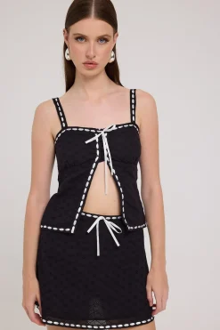 Chiara Broderie Mini Skirt Black