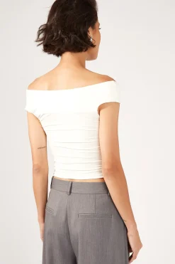 Chloe Draped Off Shoulder Top White