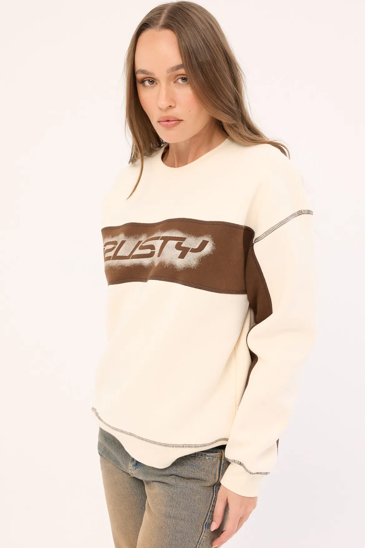 Choc Top L/S Oversize Crew Cream