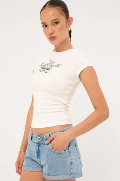 Chrome Cherries Baby Tee White
