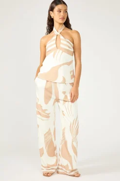 Cielle Halter Cami Top Nude Print