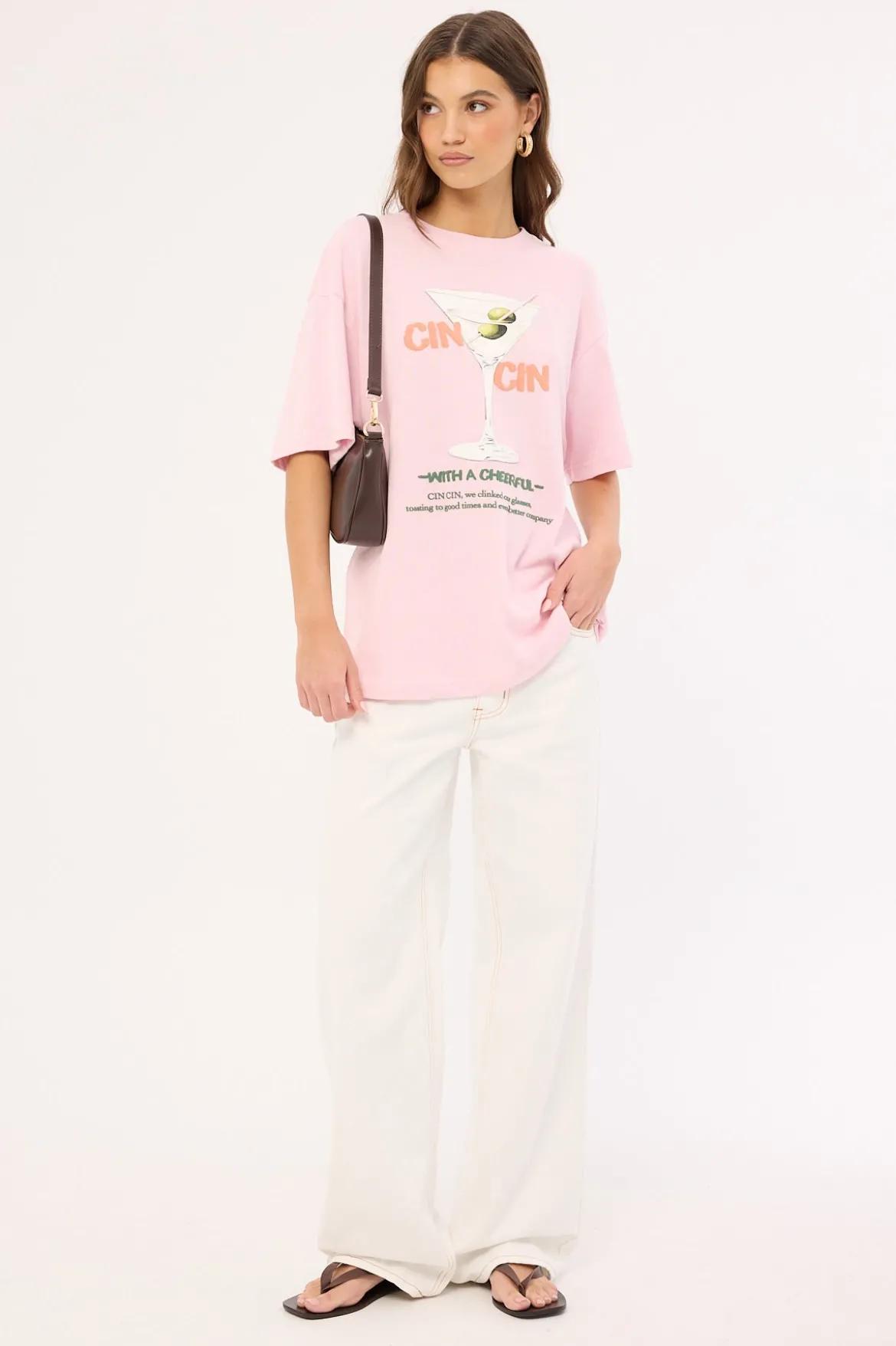 Cin Cin Oversized Tee Pink