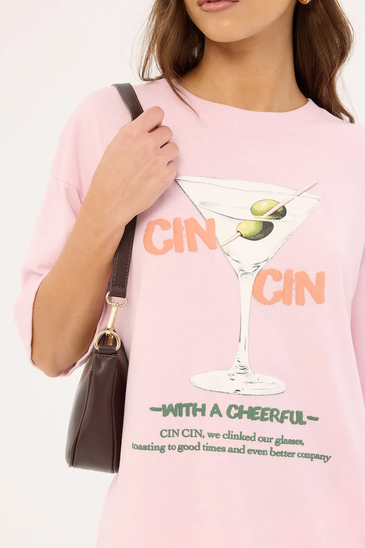 Cin Cin Oversized Tee Pink