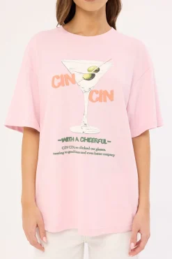 Cin Cin Oversized Tee Pink
