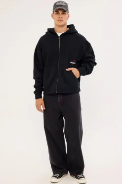 Cinder Urban Zip Through Hoodie Black