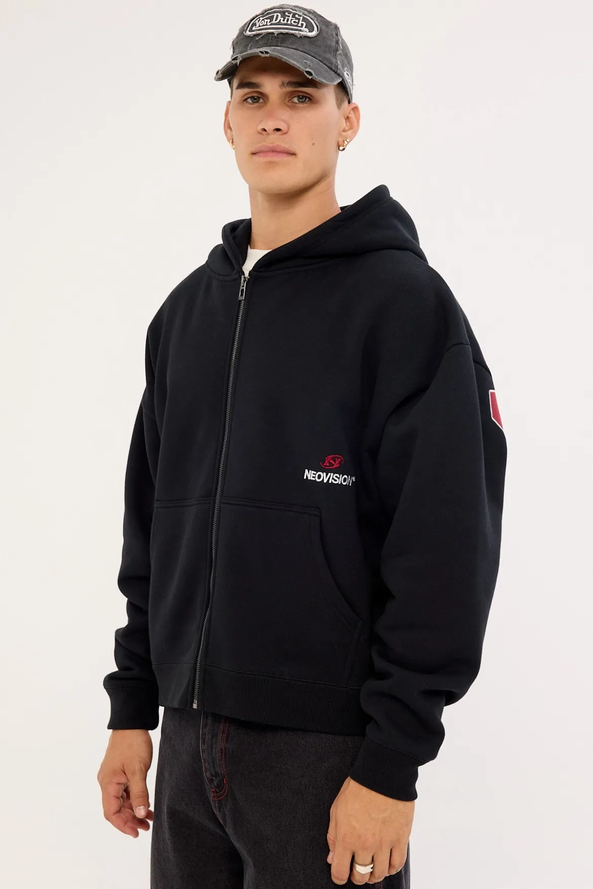 Cinder Urban Zip Through Hoodie Black