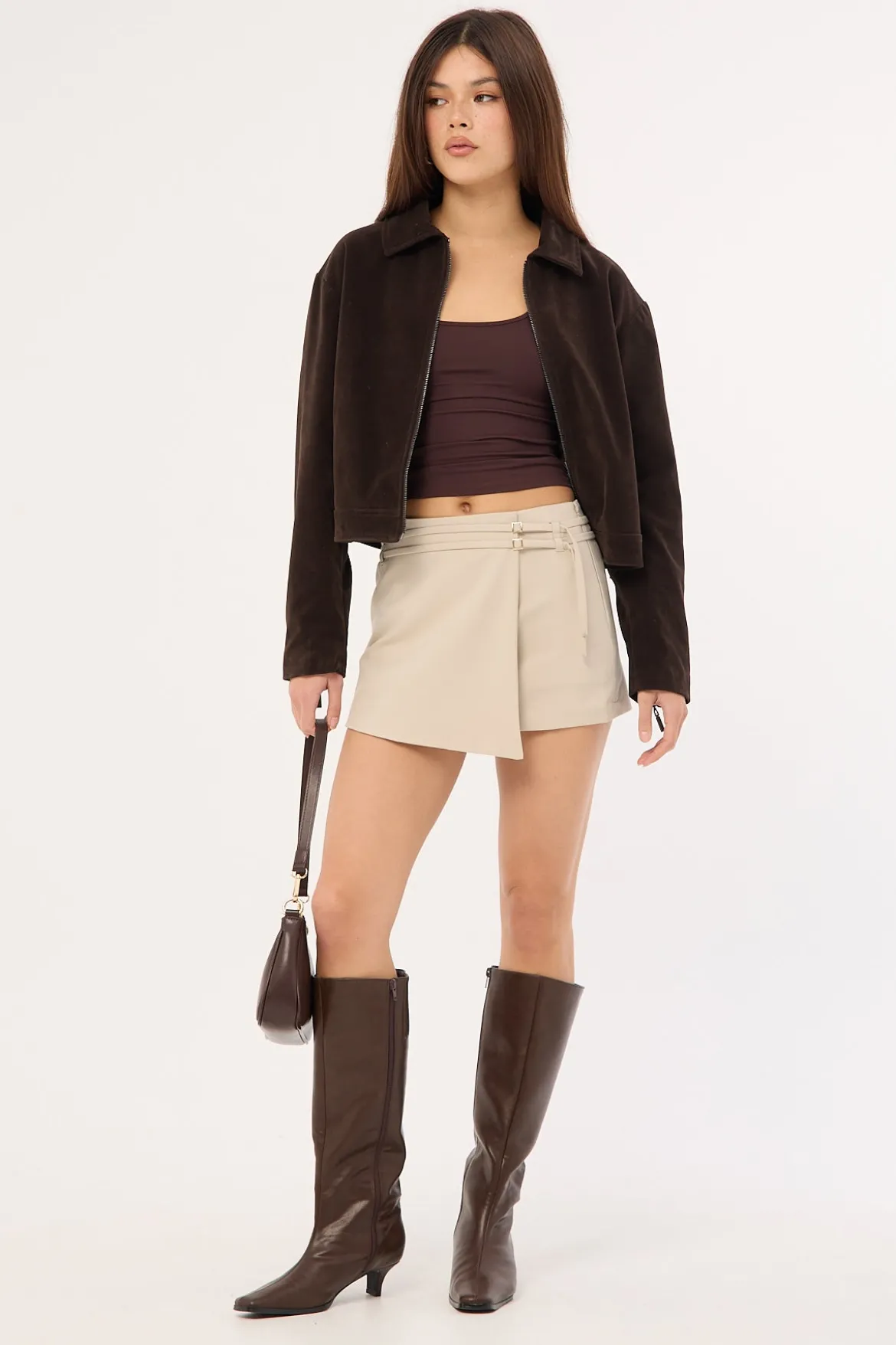 Cinnamon Double Belt Skort Cream