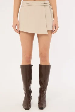Cinnamon Double Belt Skort Cream