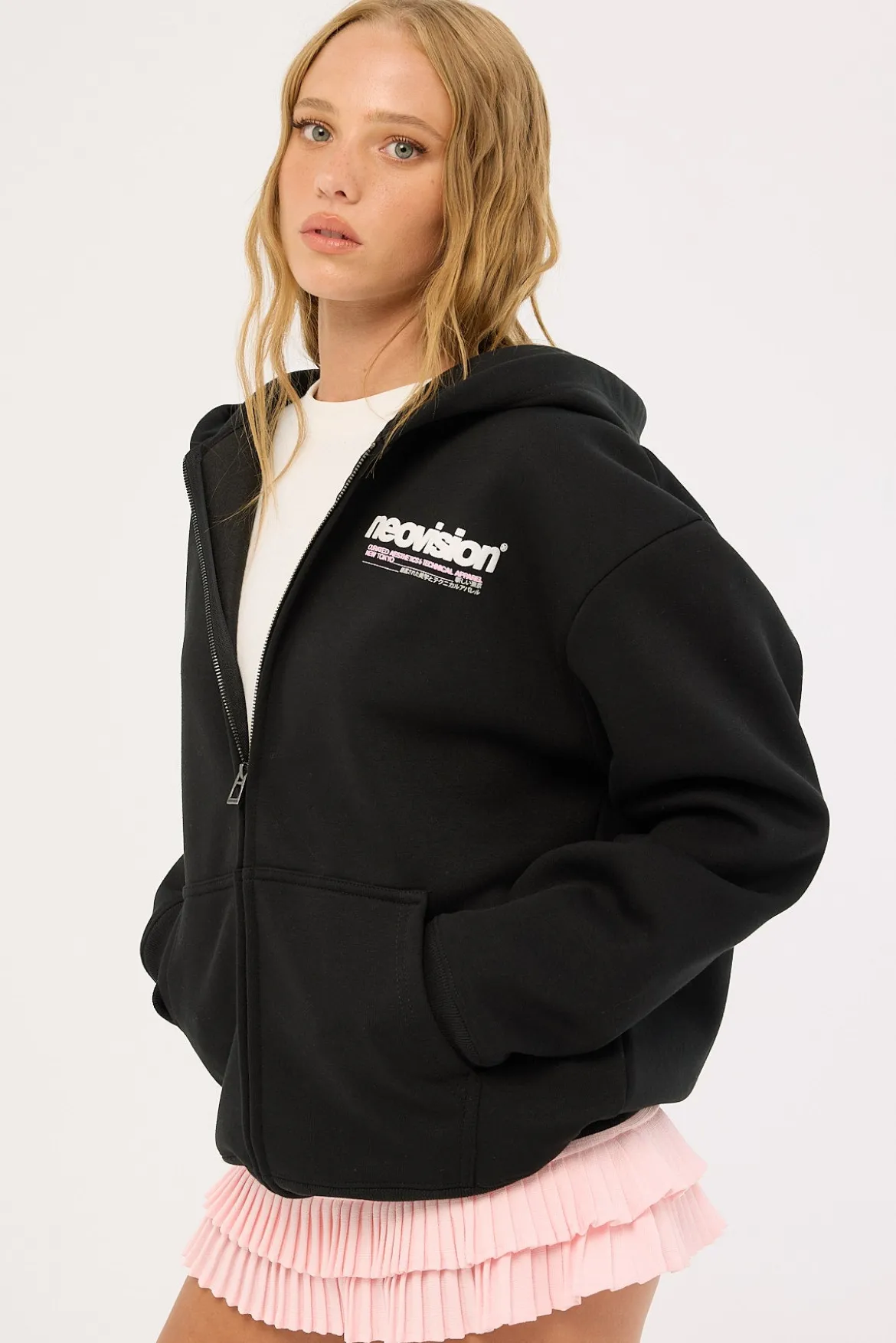 Cipher Zip Through Hoodie Black