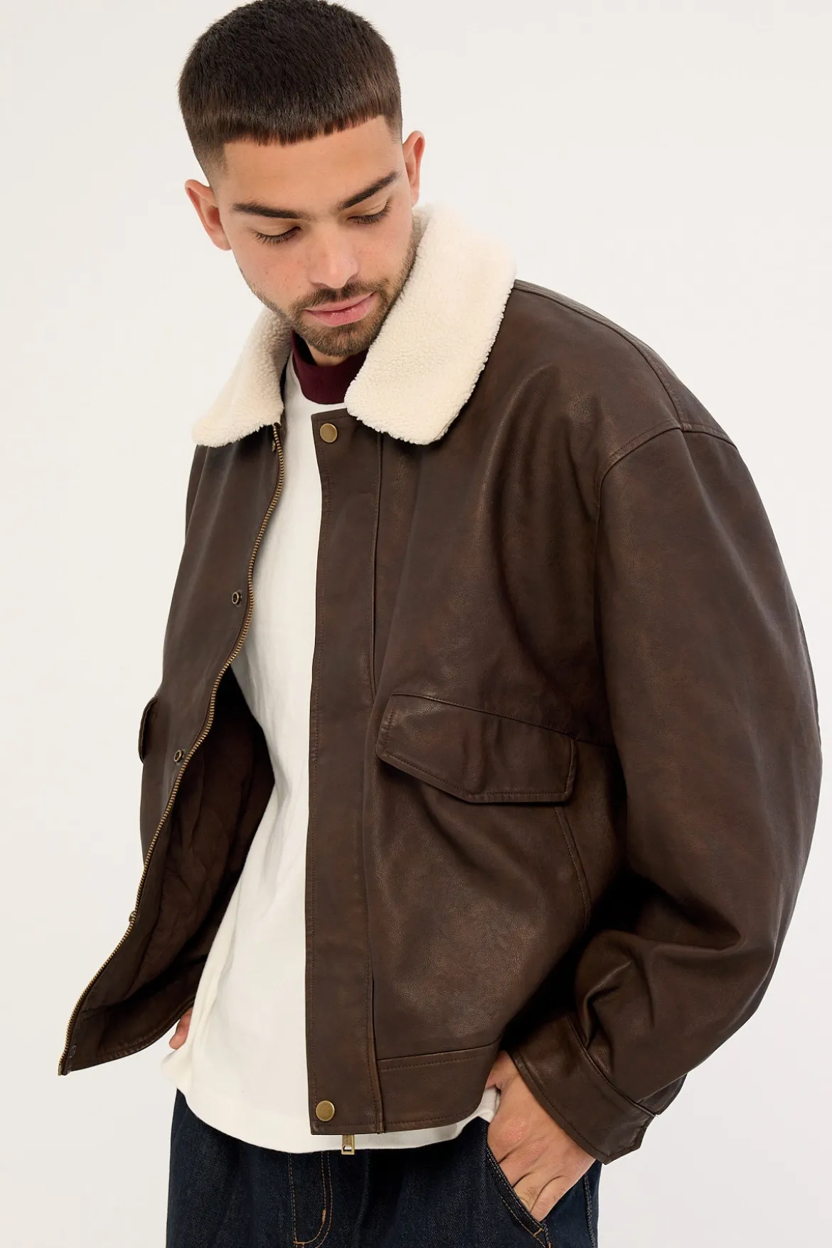 Claremont Bomber Jacket Dark Washed Brown