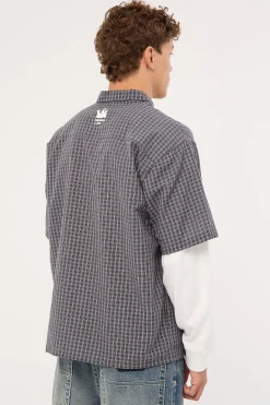 Clash Layered Long Sleeve Shirt Charcoal Check