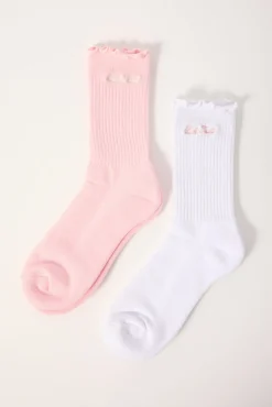 Classic Sock 2 Pack Pink and White